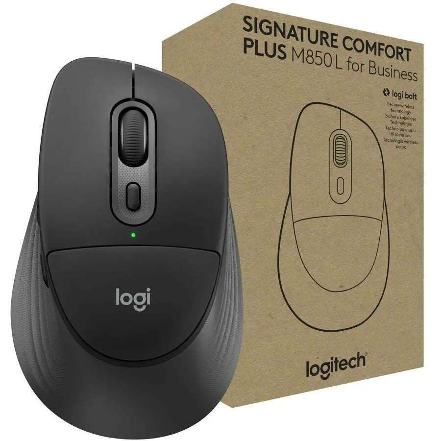 Logitech Signature Comfort Plus M850 L Wireless Mouse for Business - Sculpted Design with Palm Cushion, Silent Clicks, Multi-Device Connectivity, Compatible with Windows, Mac, and ChromeOS