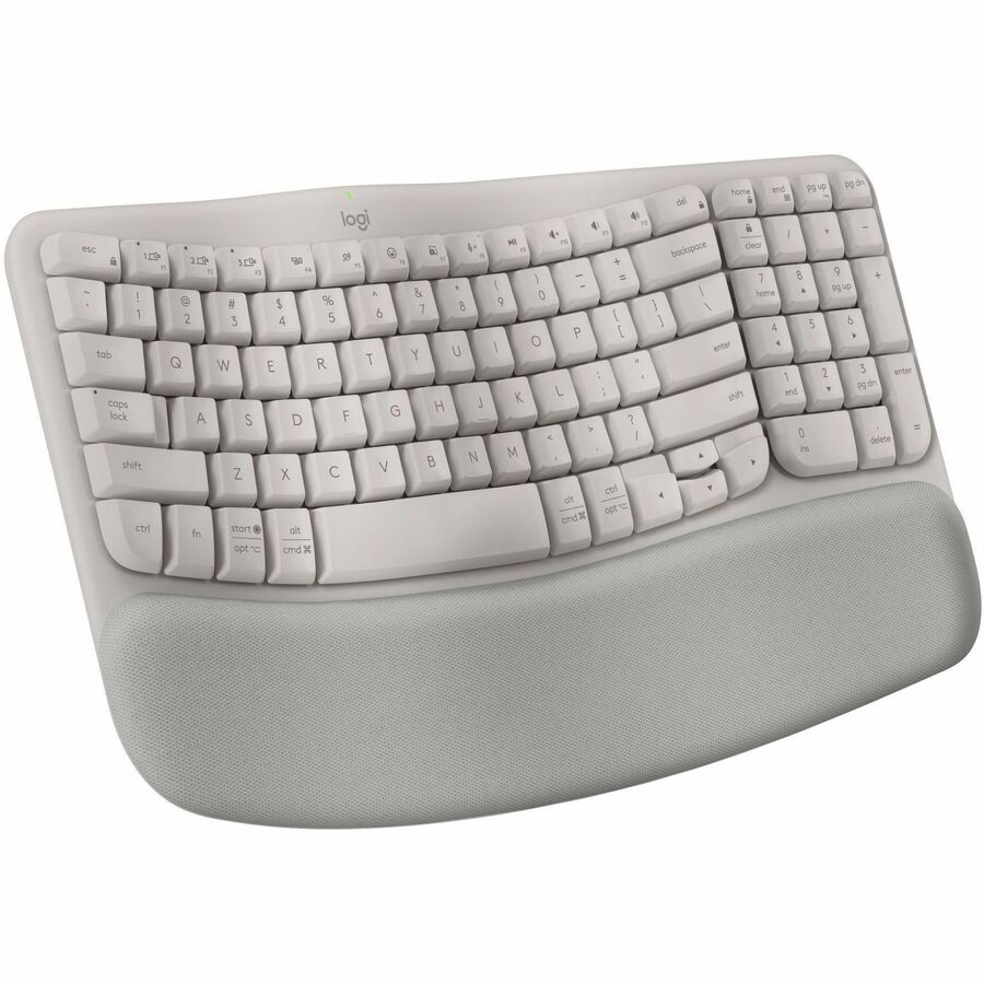 Logitech Wave Keys Wireless Ergonomic Keyboard with Cushioned Palm Rest – Natural Comfort, Bluetooth & Easy-Switch, Sand