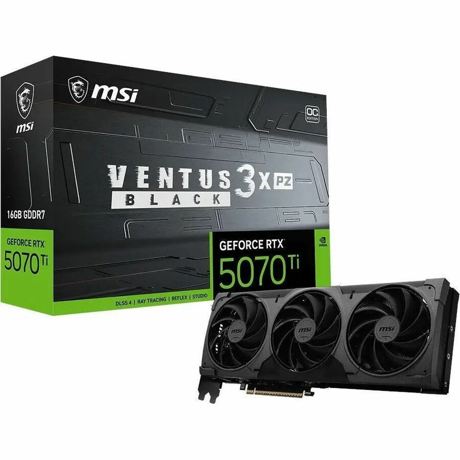MSI GeForce RTX 5070 Ti 16G VENTUS 3X PZ OC Black Graphics Card, G507T-16V3ZCB