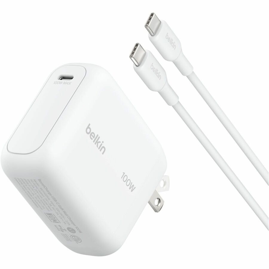 Belkin BoostCharge 100W USB-C GaN Wall Charger with 5ft Cable, WCH025DQ1.5WHB6