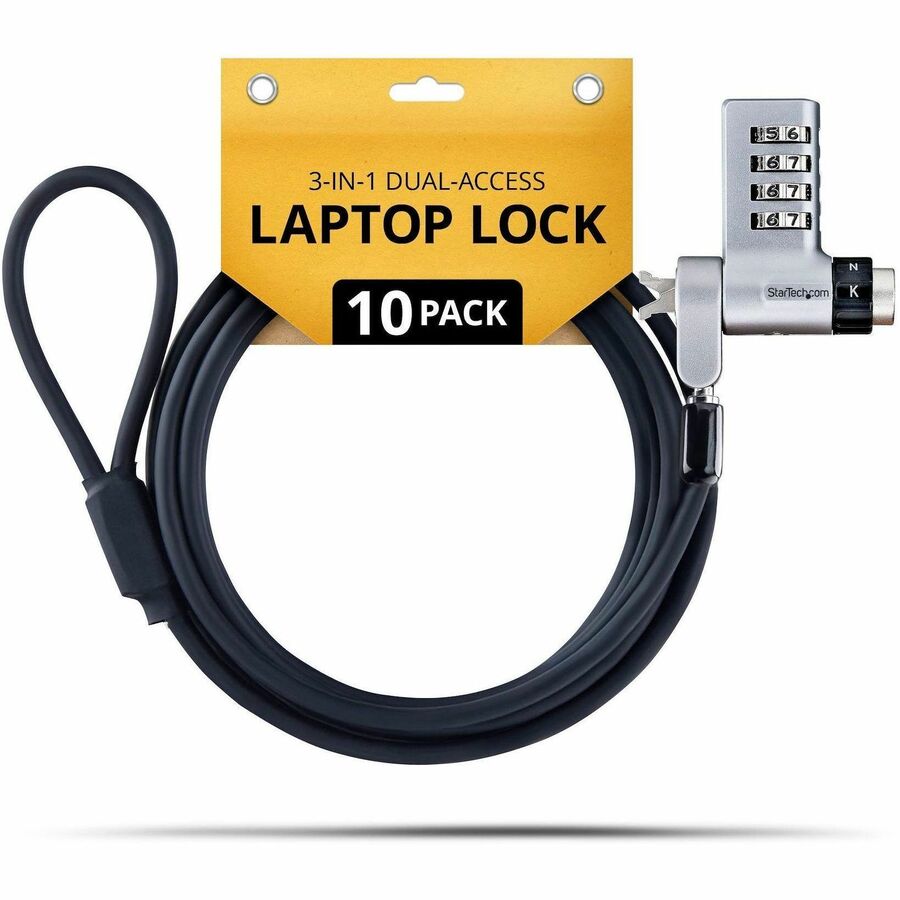StarTech.com UDUOKA10-LAPTOP-LOCK 10-Pack 3-in-1 Dual-Access Laptop Security Locks