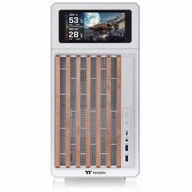 Thermaltake TR300 WS Snow Mid Tower PC Case with Customizable LCD Display and Enhanced Cooling
