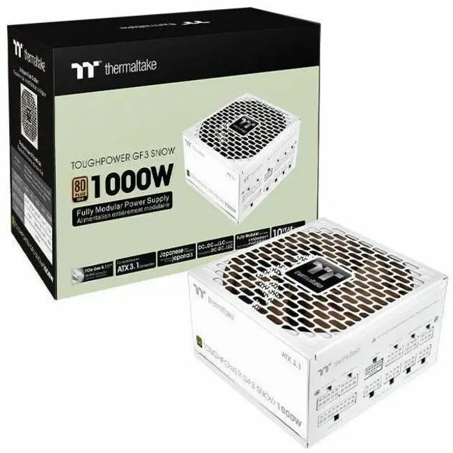 Thermaltake Toughpower GF3 1000W Power Supply – ATX 3.1 & PCIe Gen5.1 Compatible, 80 Plus Gold Certified, Fully Modular, Snow White