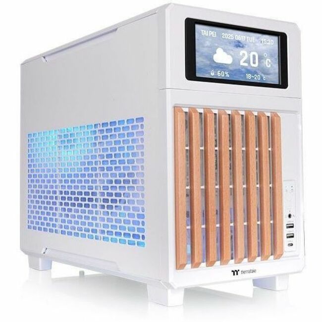 Thermaltake TR200 WS Snow Micro Tower Computer Case with RGB LCD Display and Advanced Cooling Support