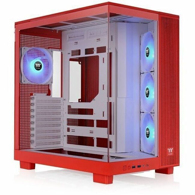 Thermaltake View 380 XL TG ARGB Flaming Orange Mid Tower PC Case with Dual-Chamber Design and ARGB Fans
