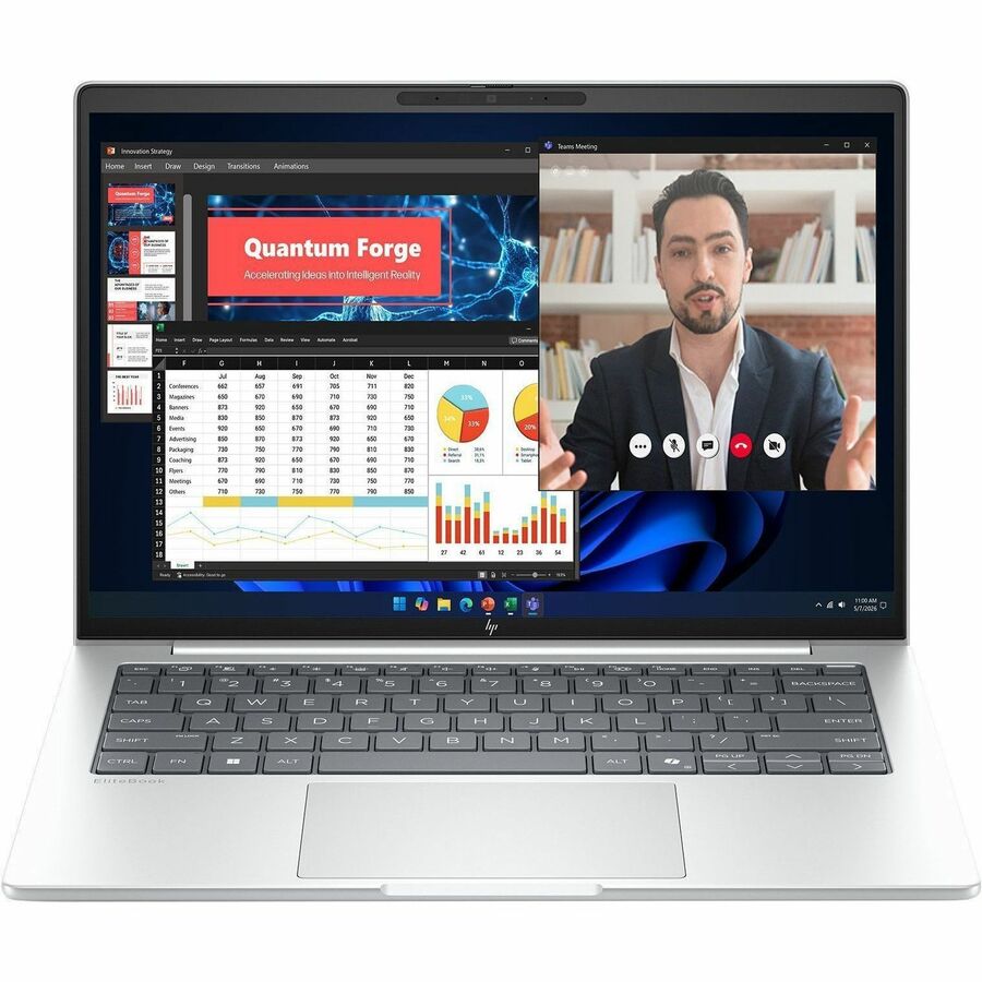HP EliteBook 8 G2i 14-inch Copilot+ Notebook with Intel Core Ultra 7, 32GB RAM, 512GB SSD, Glacier Silver Aluminum