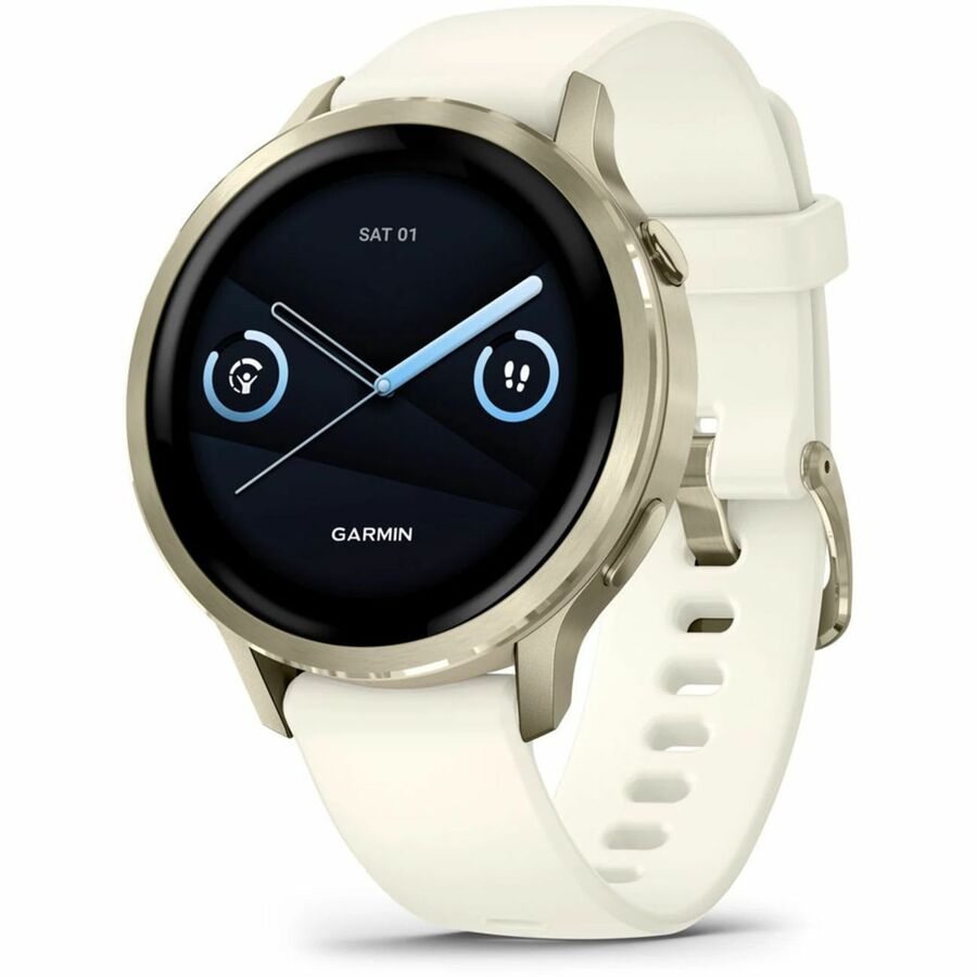 Garmin Venu 4 Smartwatch - 41mm Lunar Gold Stainless Steel Case with Bone Silicone Band