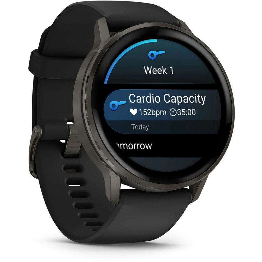 Garmin Venu 4 Smartwatch - 45mm Slate Case with Black Silicone Band