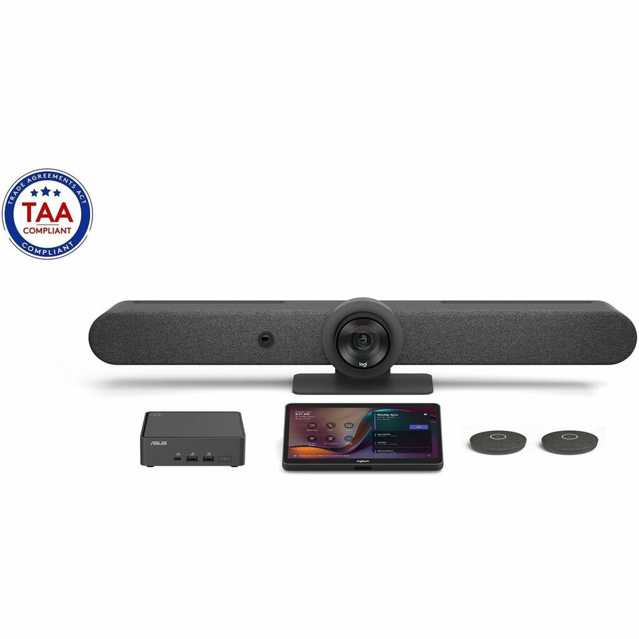 Logitech Rally Bar + Tap + 2 Mic Pods + ASUS NUC Microsoft Teams Room Kit - TAA, TAPRBGMSTTAA2