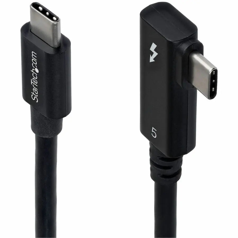 StarTech.com Thunderbolt 5 Cable 2.6ft (80cm) with Right-Angle Connector, 80Gbps & 240W Power Delivery