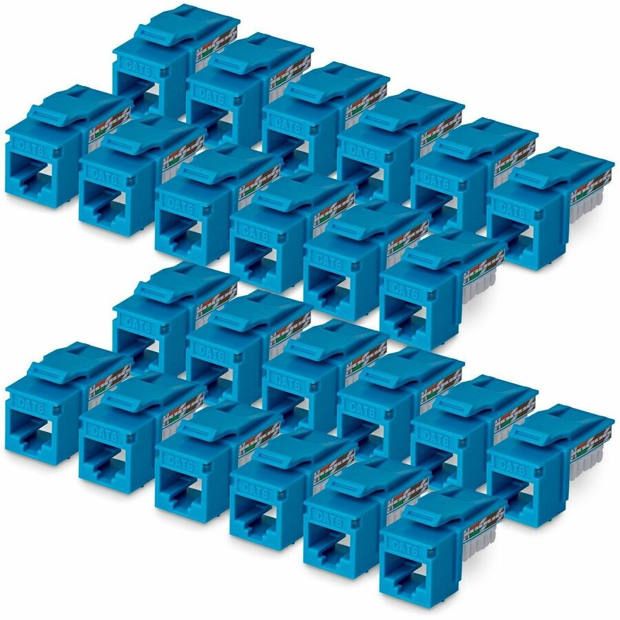 StarTech.com C6KEY110BL24PK Cat6 RJ45 Keystone Jack 24-Pack, 90-Degree 110 Punch Down, Blue