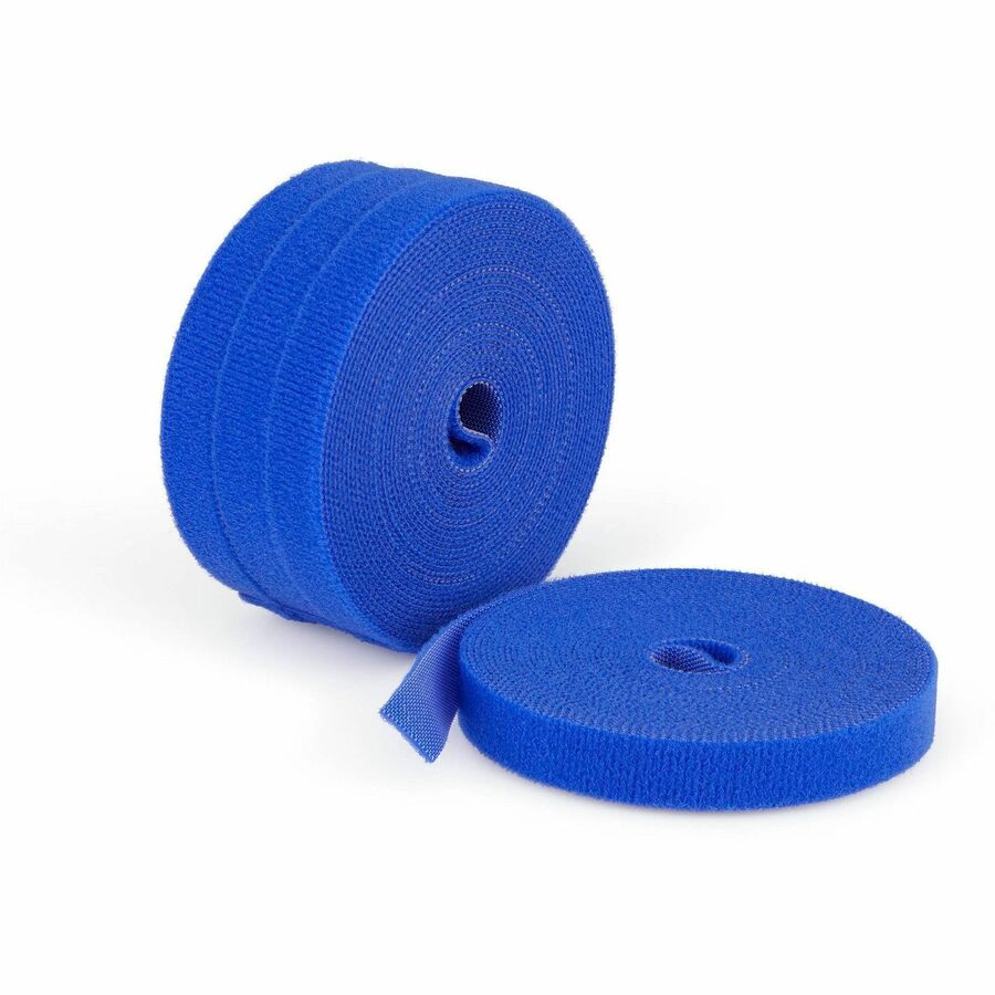 StarTech.com HKLP1505BL4PK 60 ft. Blue Hook-and-Loop Cable Tie Roll 4-Pack