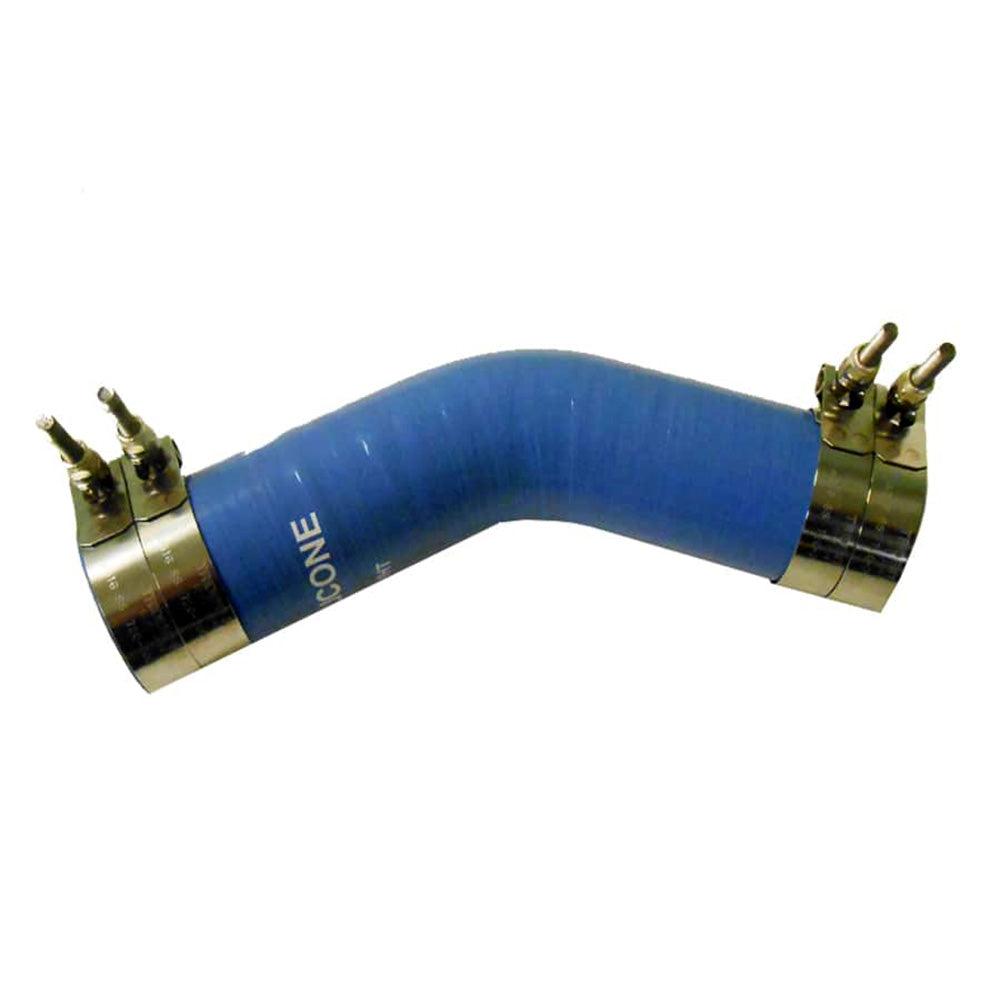 Trident Marine 2-1/2 Inch ID Blue Silicone Molded Wet Exhaust Elbow with 4 T-Bolt Clamps