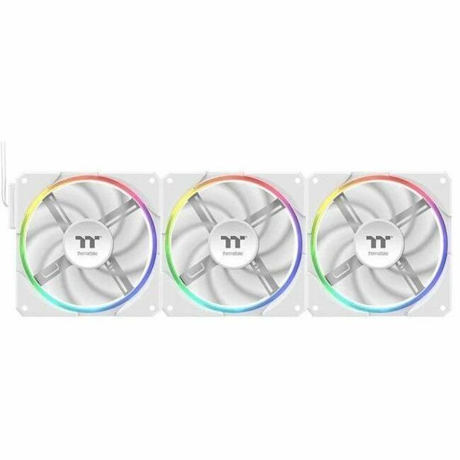 Thermaltake TS120 EX RGB White PC Cooling Fan - 3 Pack with Built-in Temperature Sensor and RGB Lighting