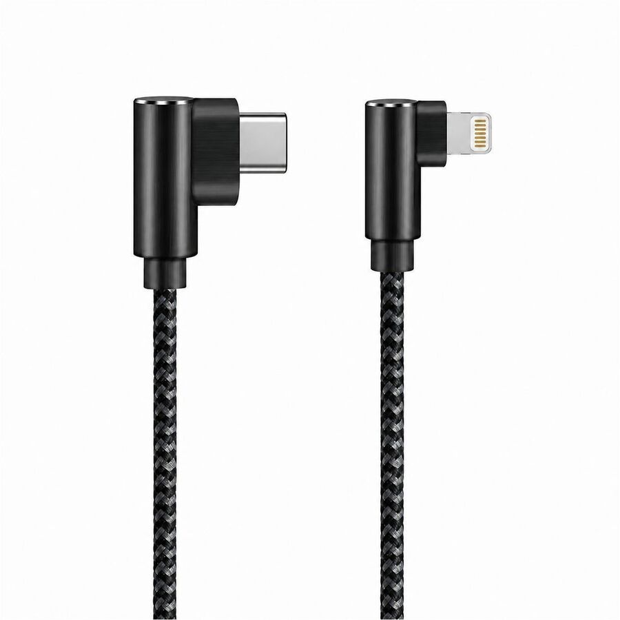 4XEM 4XUSBC8PINR1B 1 ft USB-C to Lightning Right-Angle Braided Cable