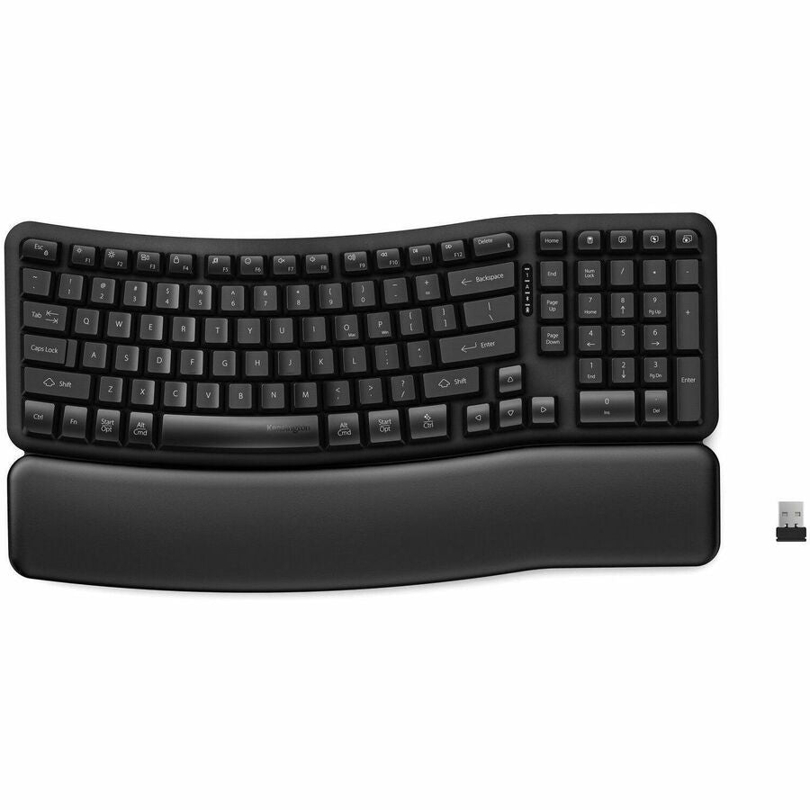 Kensington Pro Fit Ergo KB620-RC Wireless Rechargeable EQ Keyboard with Built-In Wrist Rest and Programmable Keys