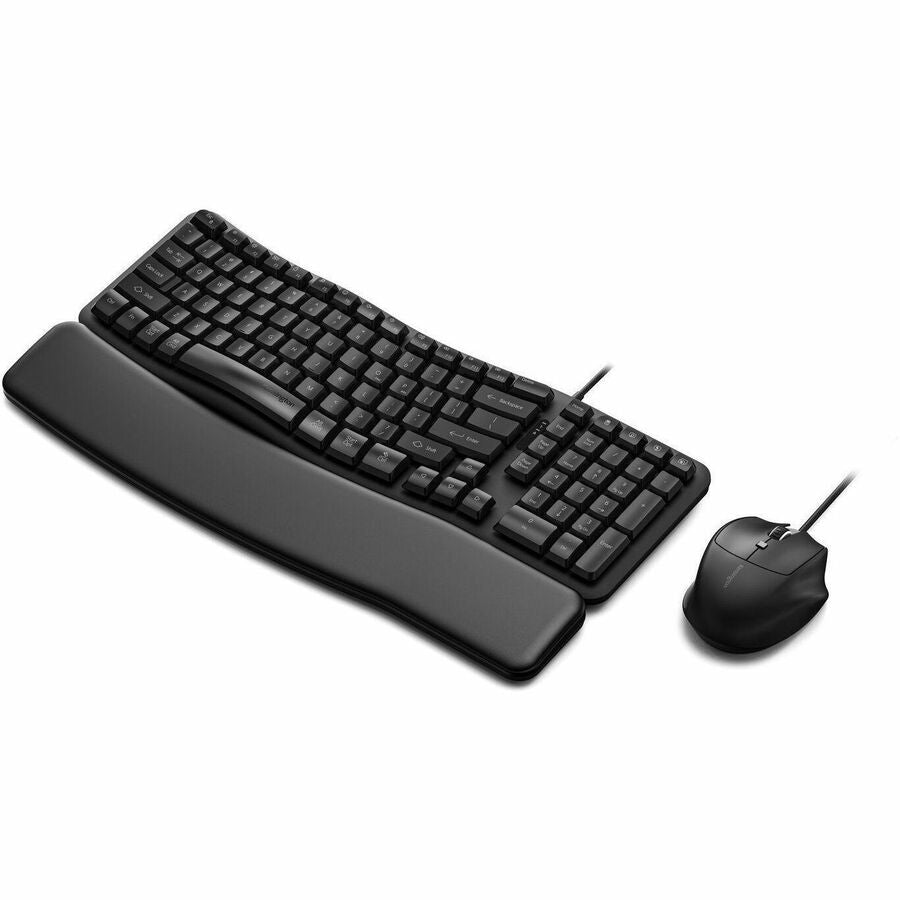 Kensington Pro Fit Ergo KM620-W Wired EQ Desktop Set, Keyboard and 6-Button Mouse, Black, K72509NA