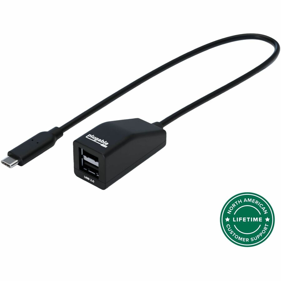 Plugable USBC-2PORT USB-C to Dual USB-A 2.0 Signal Splitter and Hub