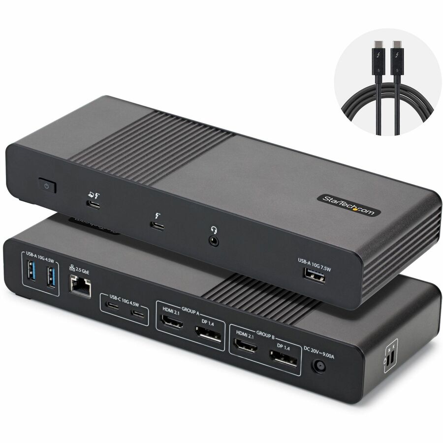 StarTech.com 206N-TB5USB4DOCK Thunderbolt 5 Universal Docking Station with Quad 4K Support and 140W Power Delivery