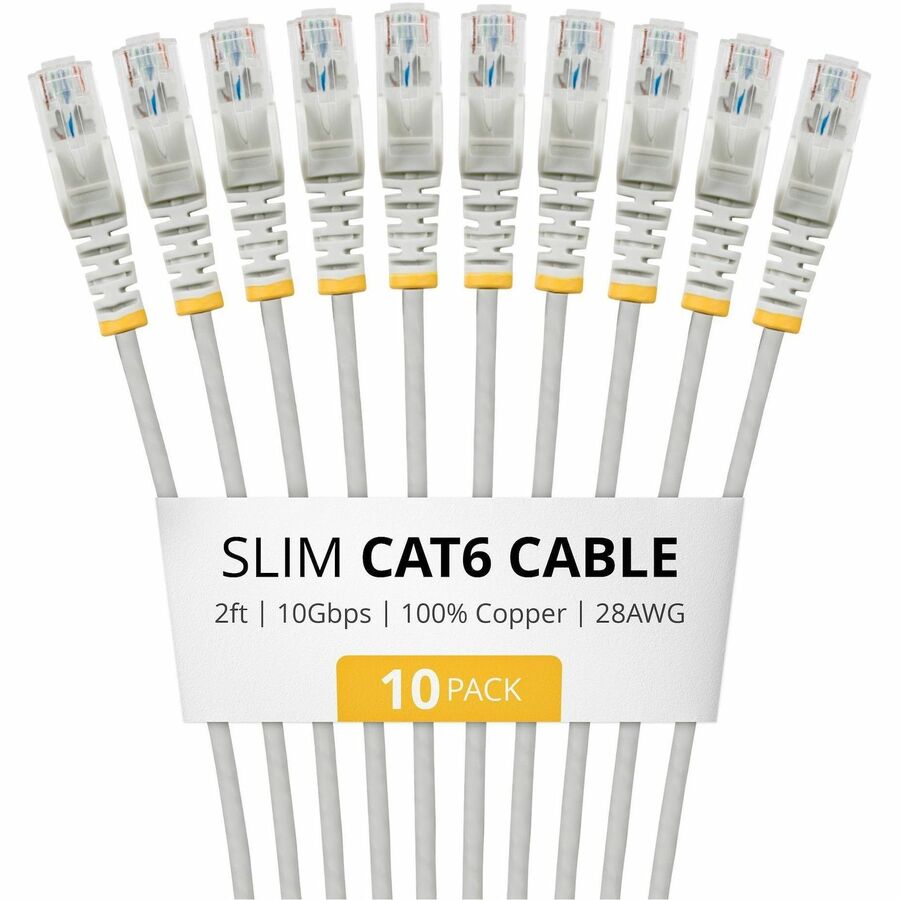 StarTech.com Slim Cat6 Ethernet Patch Cable 10-Pack, Gray, N6PAT2GRS10PK