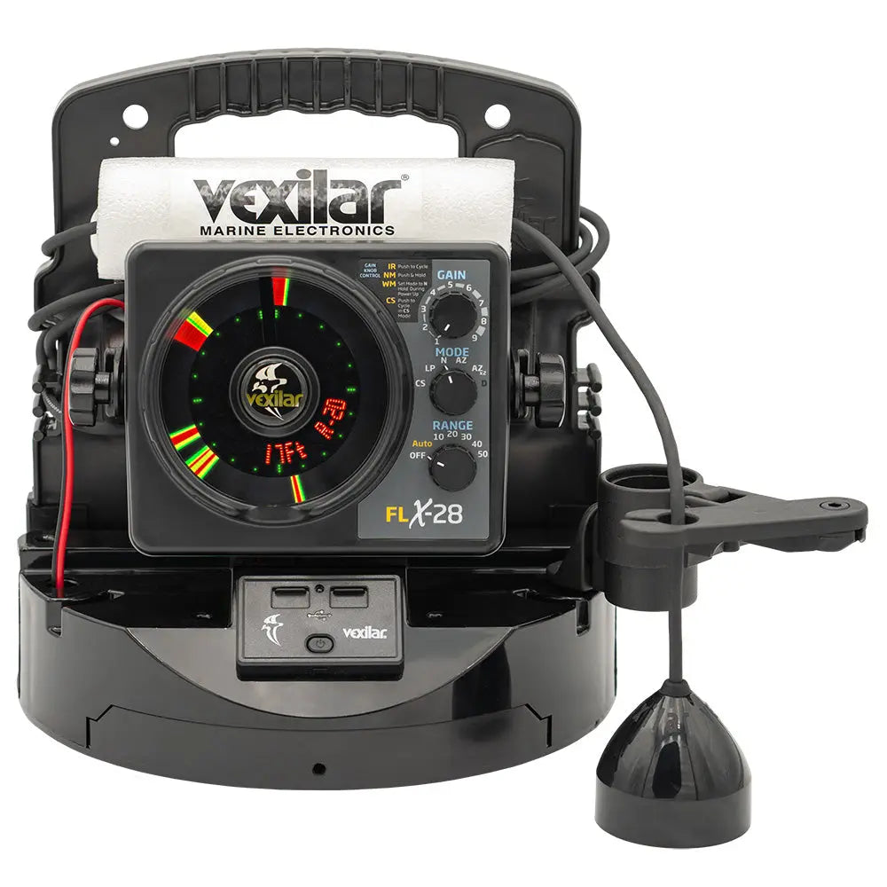 Vexilar FLX-28 Pro Pack Elite Fishing System with Pro View Ice-Ducer and Lithium Battery