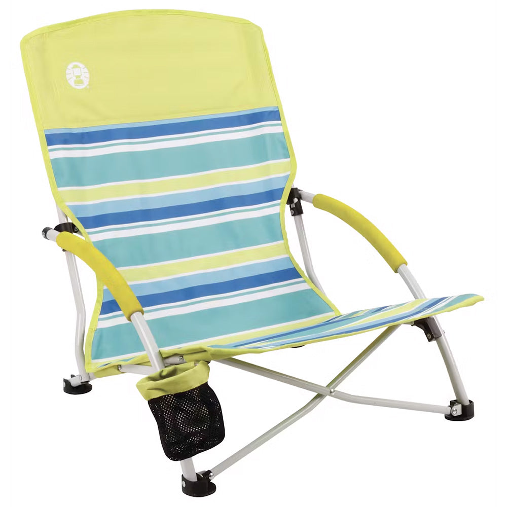 Coleman Utopia Breeze Beach Sling Chair - Yellow/Blue for Portable Comfort and Relaxation