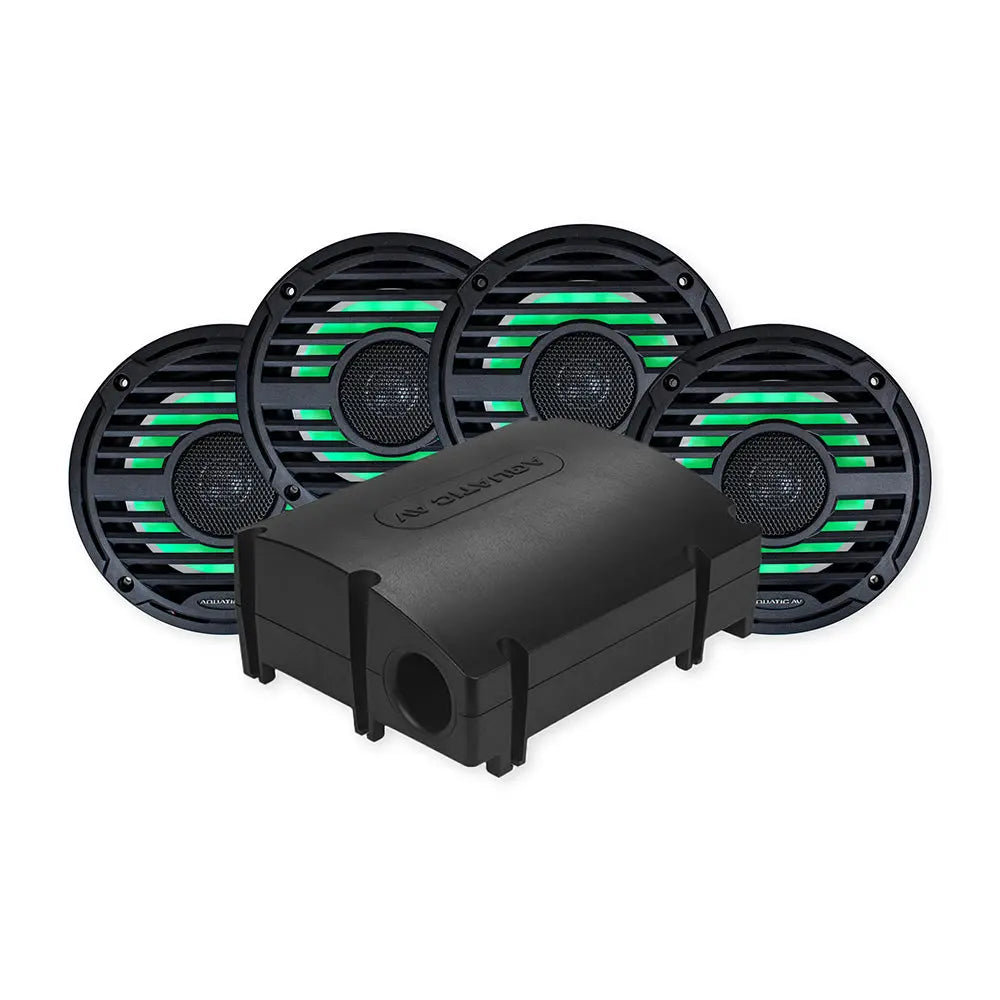 Aquatic AV PRO Classic Black Platinum Kit with 6.5-Inch Marine Speakers and SWA6 Bluetooth Subwoofer