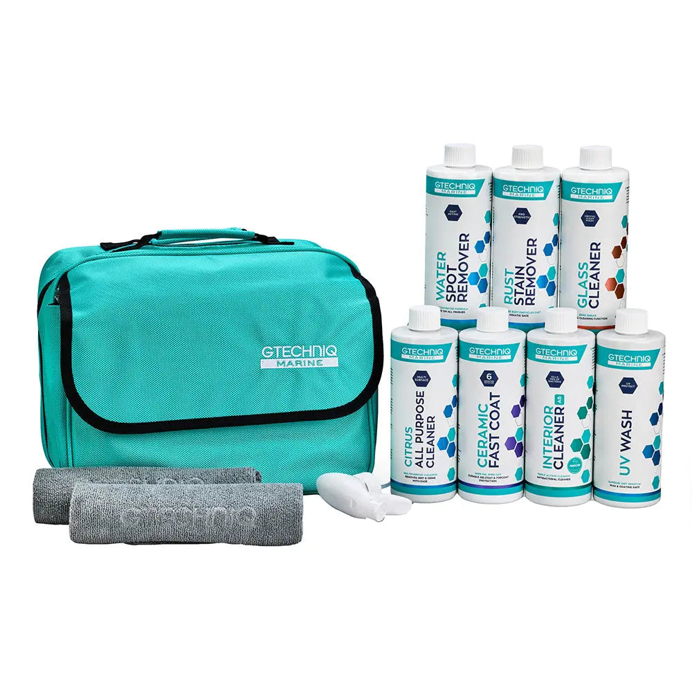 Gtechniq Marine Aftercare Kit - Complete Boat Maintenance Set with Microfiber Cloths and Storage Bag