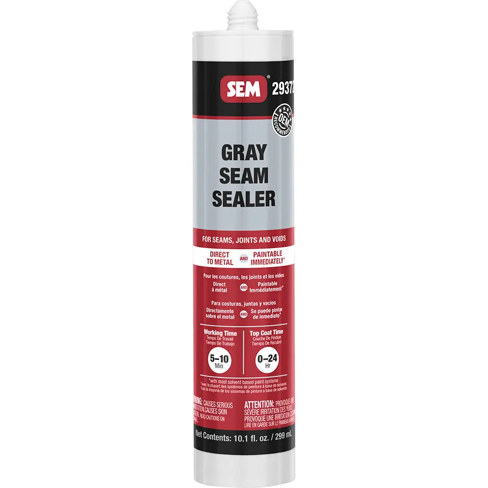 SEM 1K Seam Sealer 10.1 oz Tube - Grey for Automotive Sealing and Repairs