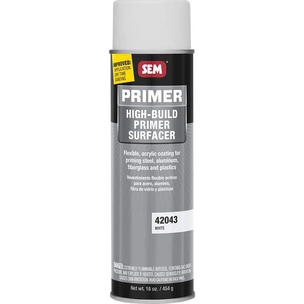 SEM High-Build Primer Surfacer 20oz Aerosol Can - White for Automotive and Industrial Use