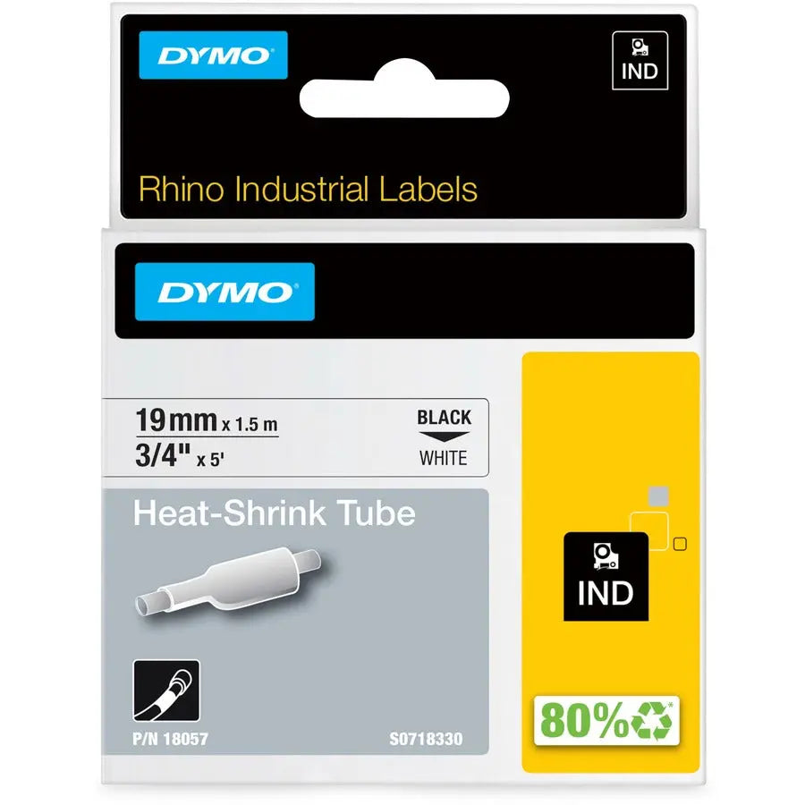 Dymo Rhino Heat Shrink Tube Labels by Newell Brands – Black Vinyl Wire & Cable Labels for Dymo Rhino Printers Part #18057