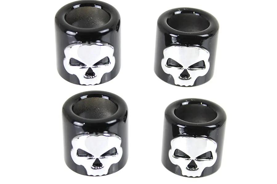 Motorshop Pushrod Cover Cup Set Black Chrome Skull For Harley Davidson by Motorshop