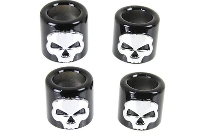 Motorshop Pushrod Cover Cup Set Black Chrome Skull For Harley Davidson by Motorshop