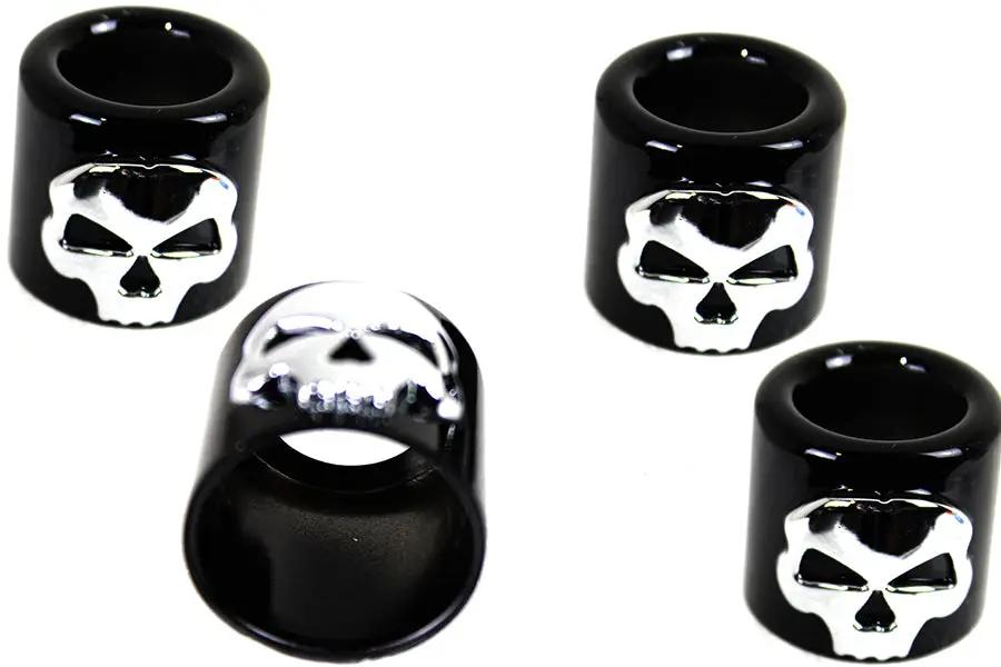 Motorshop Pushrod Cover Cup Set Black Chrome Skull For Harley Davidson by Motorshop