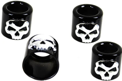 Motorshop Pushrod Cover Cup Set Black Chrome Skull For Harley Davidson by Motorshop
