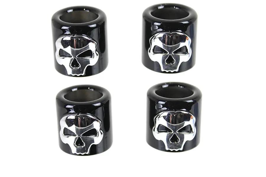 Motorshop Pushrod Cover Cup Set Black Chrome Skull For Harley Davidson by Motorshop