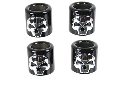 Motorshop Pushrod Cover Cup Set Black Chrome Skull For Harley Davidson by Motorshop