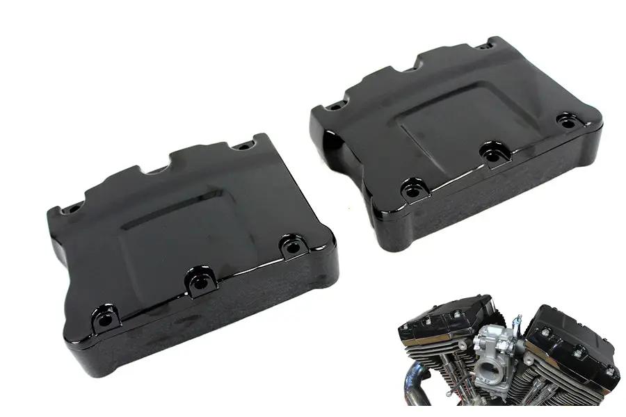 V-Twin Black Titanium TC-88 Rocker Box Cover Set for Harley Davidson FLST Models by V-Twin