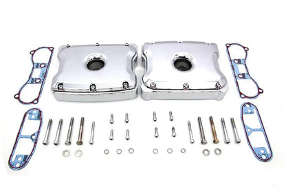 Motorshop Chrome Rocker Box Set for Harley Davidson FXST (1984-1993) with Gasket Kit by Motorshop