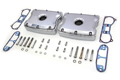 Motorshop Chrome Rocker Box Set for Harley Davidson FXST (1984-1993) with Gasket Kit by Motorshop