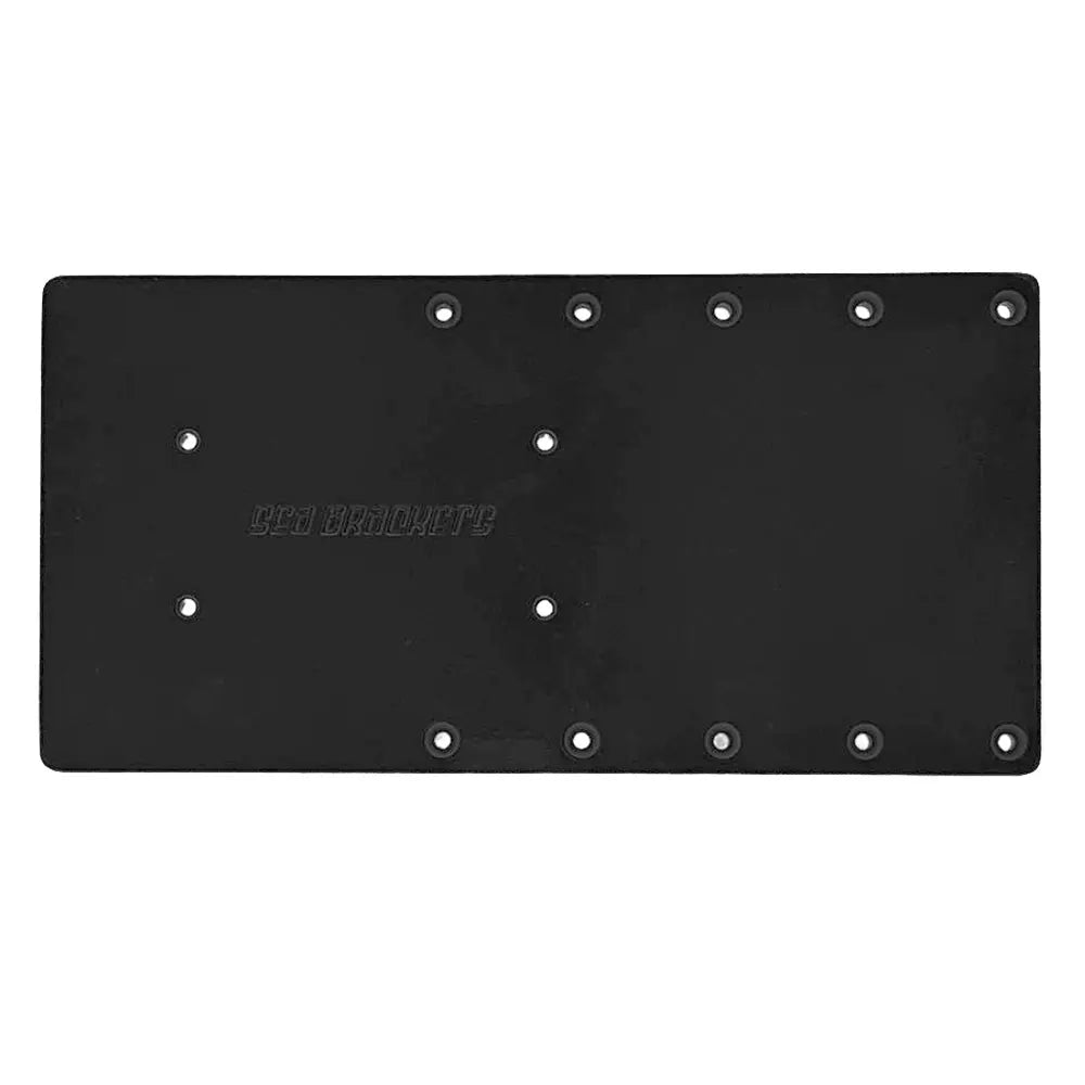 Sea Brackets 16-Inch Straight Trolling Motor Plate for Garmin Kraken - Black (Part Number SEA2301-BLK)