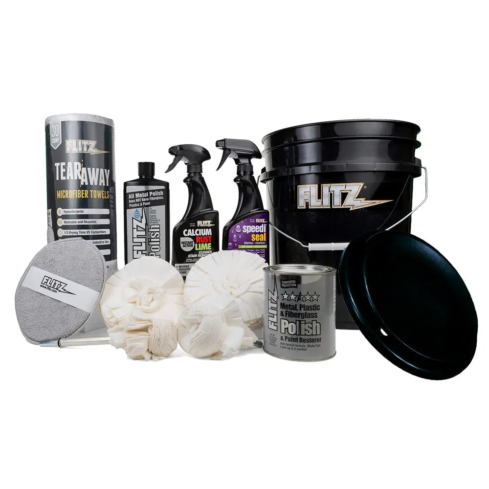 Flitz 5-Gallon Black Bucket Detailers Kit with Polishing and Cleaning Tools