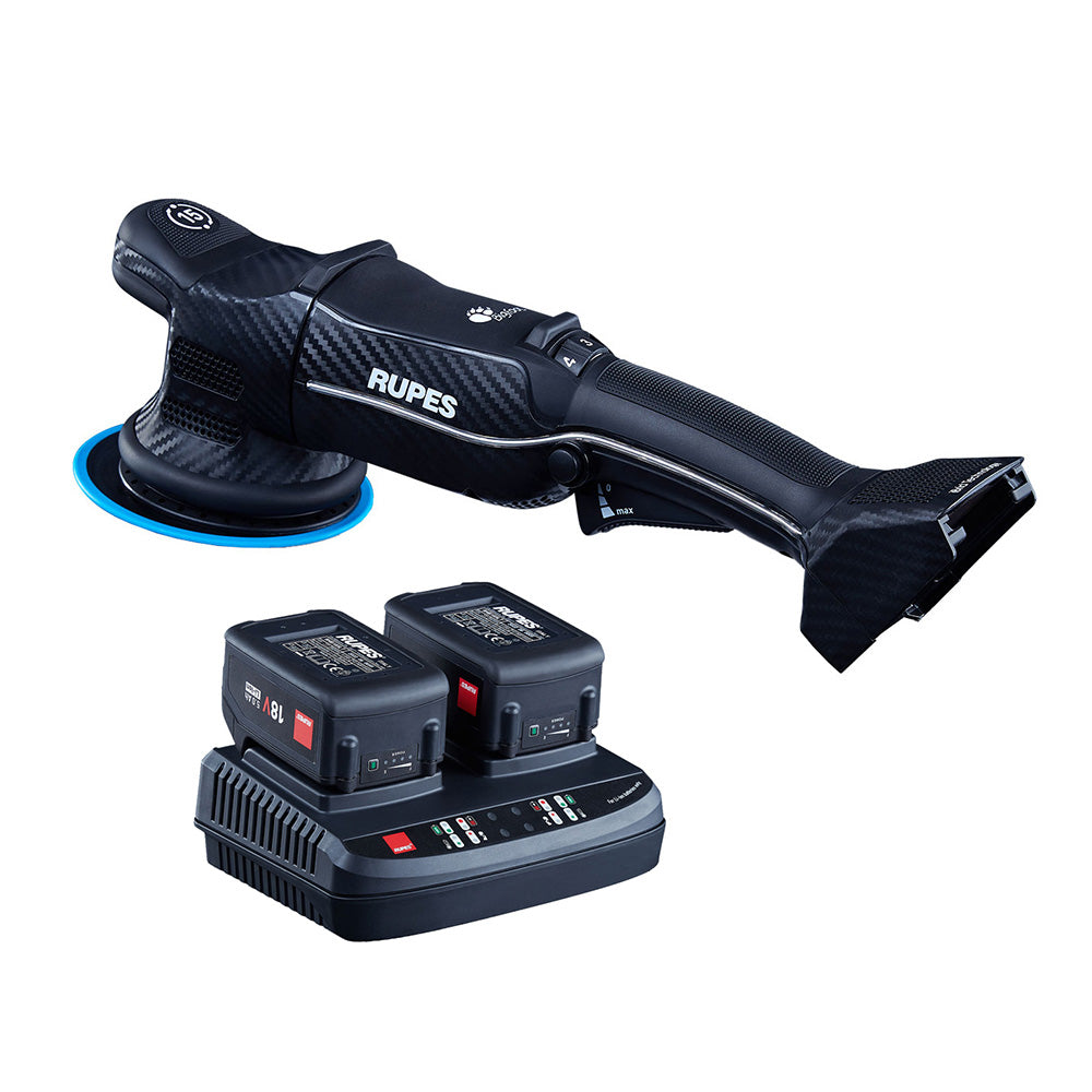 RUPES Random Orbital Polisher BigFoot HLR15 iBrid System with Charger and Two 18V Batteries
