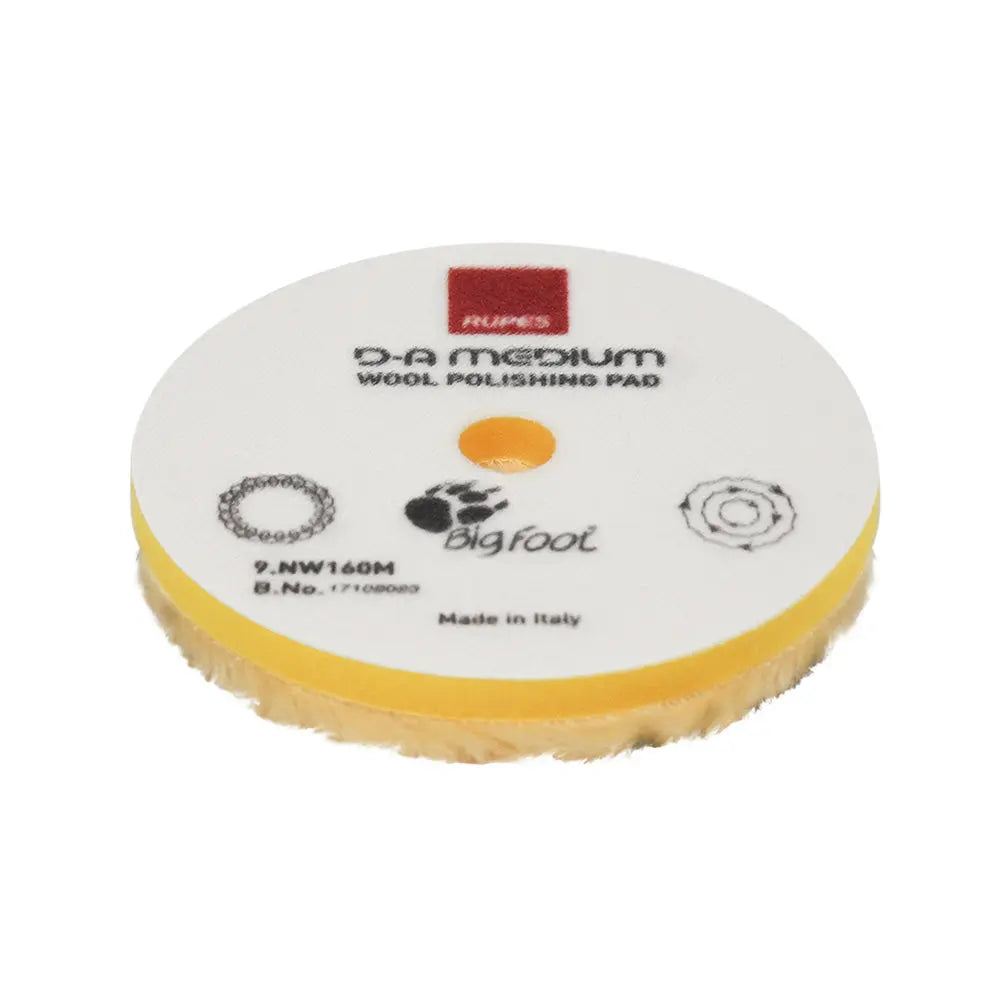 RUPES D-A Medium Wool Polishing Pad 160mm - Yellow for Dual Action Tools