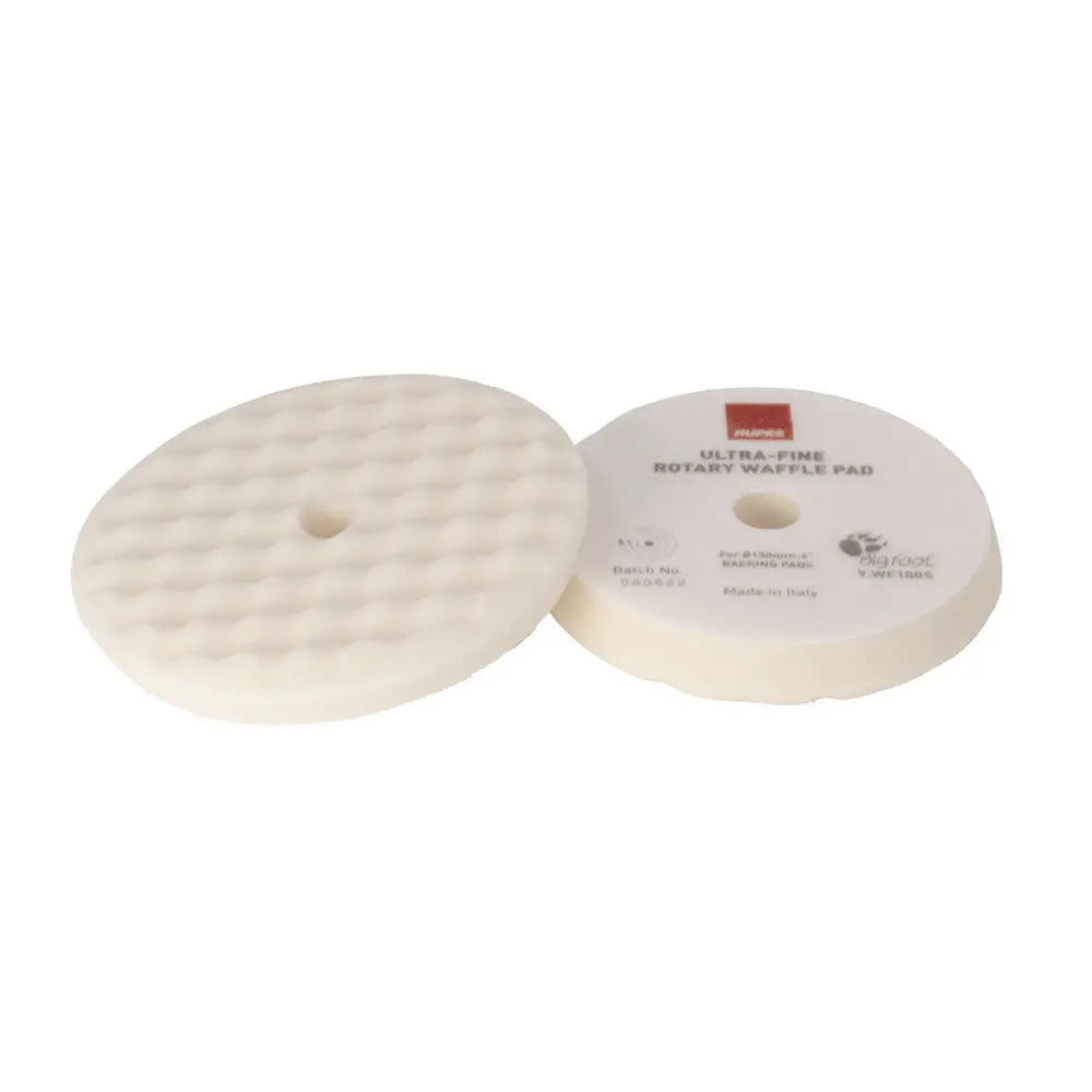 RUPES Velcro Waffle Ultra-Fine Polishing Foam Pad for Rotary Polishers, 7-inch - White