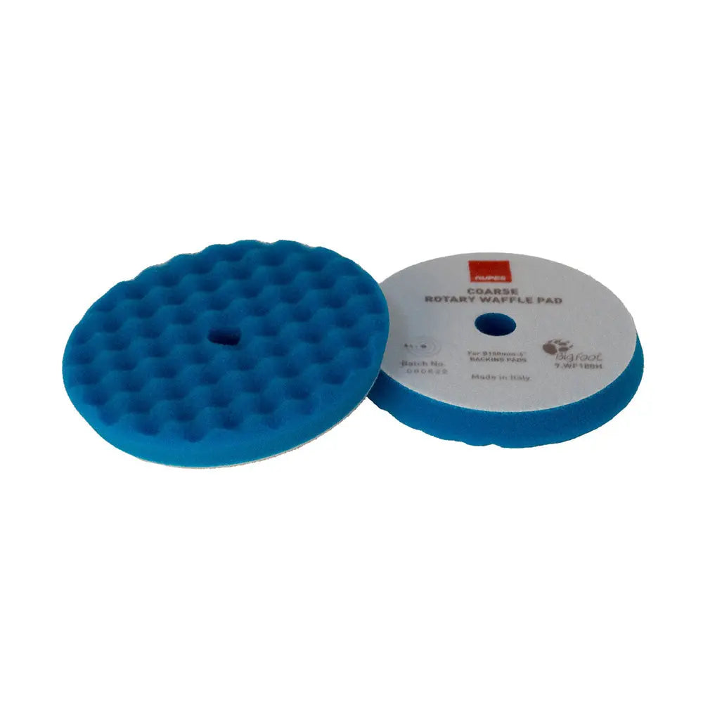 RUPES Velcro Waffle Coarse Polishing Foam Pad for Rotary Polishers 8 Inches - Blue