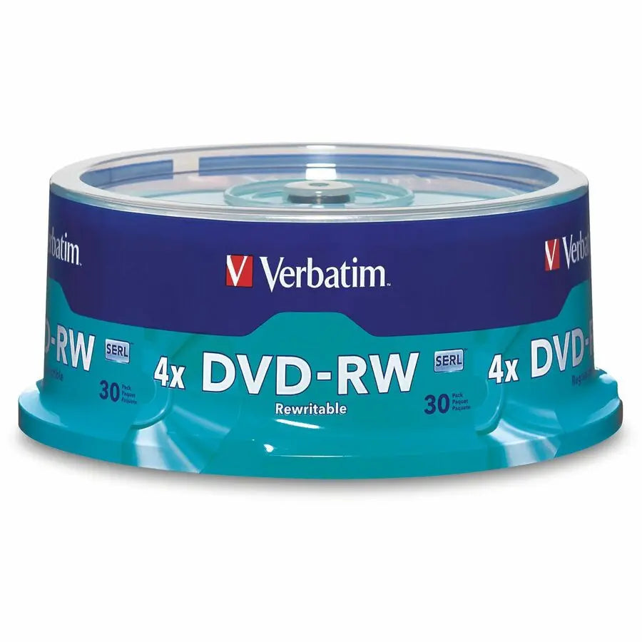 Verbatim America, LLC DVD-RW 4.7GB 4X with Branded Surface – 30 Pack Spindle