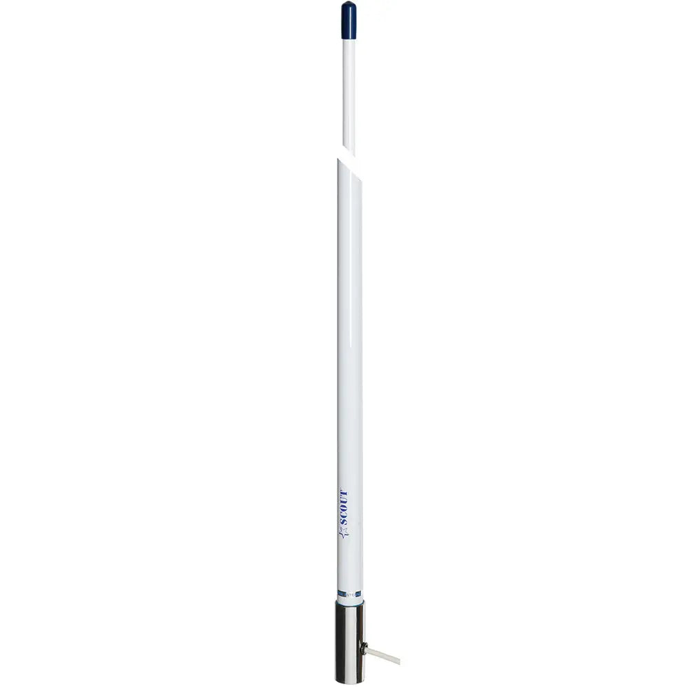 Scout 8' White VHF Marine Antenna 6dB with Stainless Steel Ferrule and 5M RG-58 Coaxial Cable, Part Number PF AN NVHF00007T