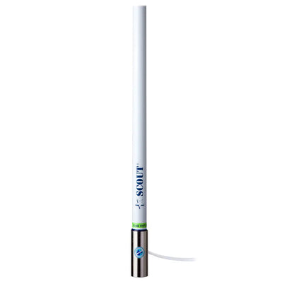 Scout PF AN NVHF00020T 8' White VHF Antenna with 6 dB Gain and Heavy Stainless Steel Ferrule