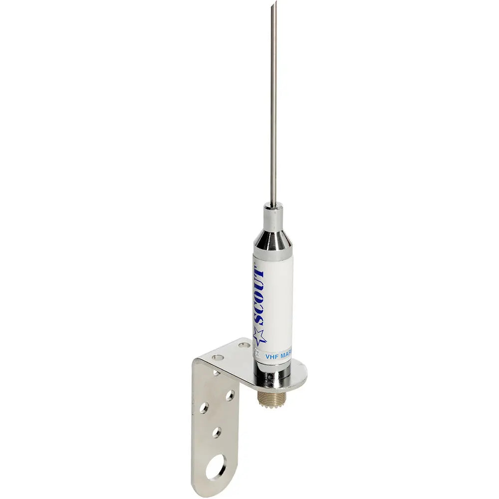Scout 3' Stainless Steel VHF Whip Antenna with Bracket for Sailboats – 3 dB Gain, No Cable